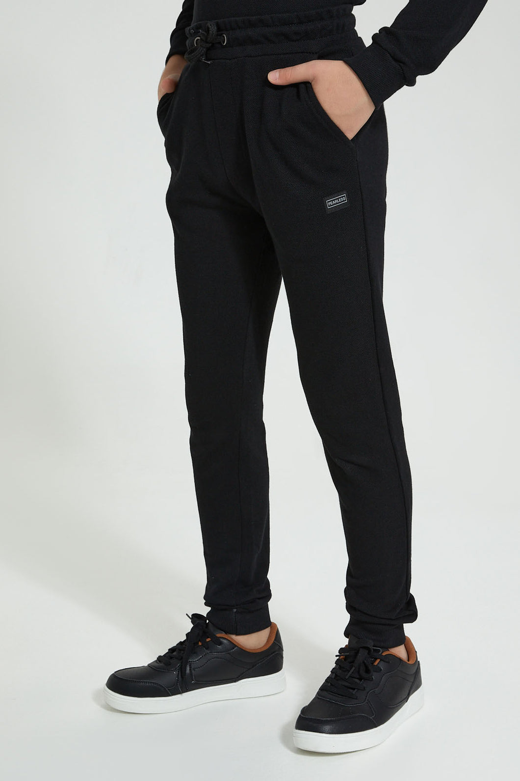 Redtag-Black-Pique-Active-Pant-Joggers-Senior-Boys-9 to 14 Years