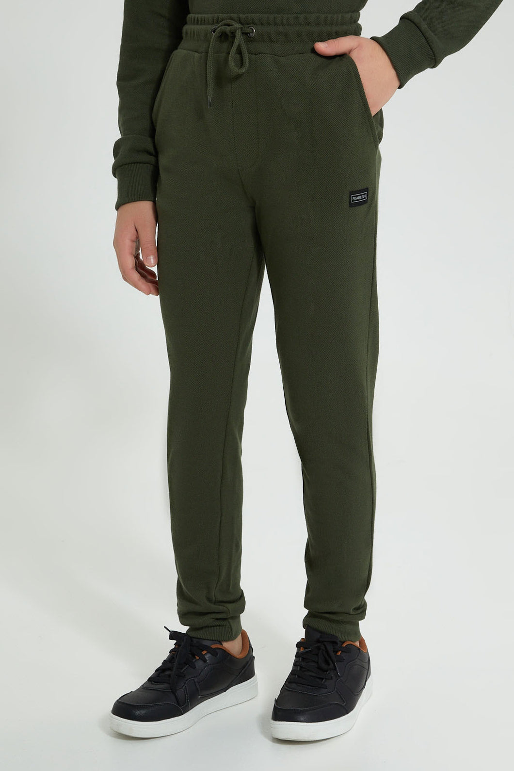 Redtag-Olive-Pique-Active-Pant-Joggers-Senior-Boys-9 to 14 Years