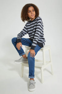 Redtag-Bsr-Table-Stripe-Pullover-Pullovers-Senior-Boys-9 to 14 Years
