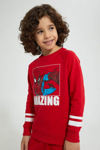 Redtag-Red-Spiderman-Jogsuit-Jog-Sets-Boys-2 to 8 Years