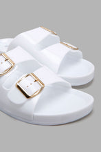 تنزيل الصورة على معرض الصور، Redtag-White-Buckle-Jelly-Mule-Sliders-Women&#39;s-
