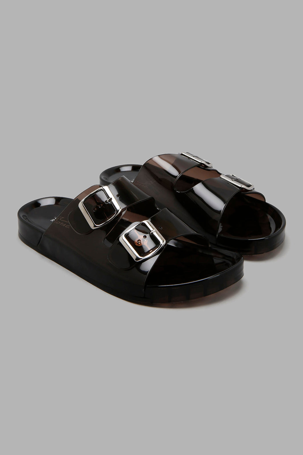 Redtag-Grey-Buckle-Jelly-Mule-Sliders-Women's-