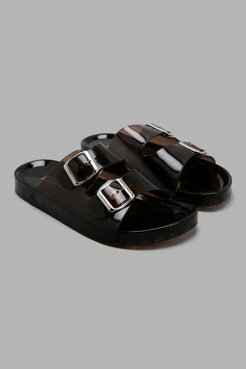 Redtag-Grey-Buckle-Jelly-Mule-Sliders-Women's-