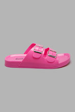 تنزيل الصورة على معرض الصور، Redtag-Pink-Buckle-Jelly-Mule-Sliders-Women&#39;s-
