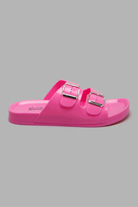 Redtag-Pink-Buckle-Jelly-Mule-Sliders-Women's-