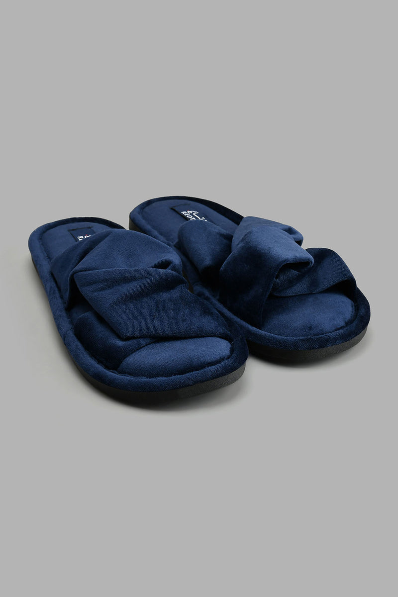 Redtag-Navy-Knot-Slipper-Colour:Navy,-Filter:Women's-Footwear,-New-In,-New-In-Women-FOO,-Non-Sale,-S22A,-Section:Women,-Women-Slippers-Women's-