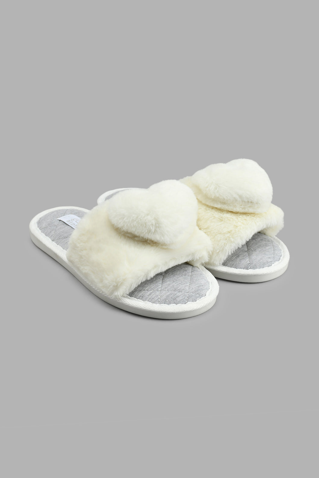 Redtag-White-Heart-Trim-Slipper-Colour:White,-Filter:Women's-Footwear,-New-In,-New-In-Women-FOO,-Non-Sale,-S22A,-Section:Women,-Women-Slippers-Women's-