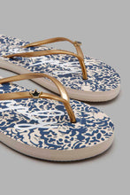 Load image into Gallery viewer, Redtag-Gold-Flip-Flop-With-Navy-Print-Sock-Character,-Colour:Gold,-Filter:Women&#39;s-Footwear,-New-In,-New-In-Women-FOO,-Non-Sale,-S22A,-Women-Flip-Flops-Women&#39;s-
