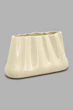 تنزيل الصورة على معرض الصور، Redtag-Cream-Textured-Medium-Cermaic-Wide-Vase-Vase-Home-Decor-
