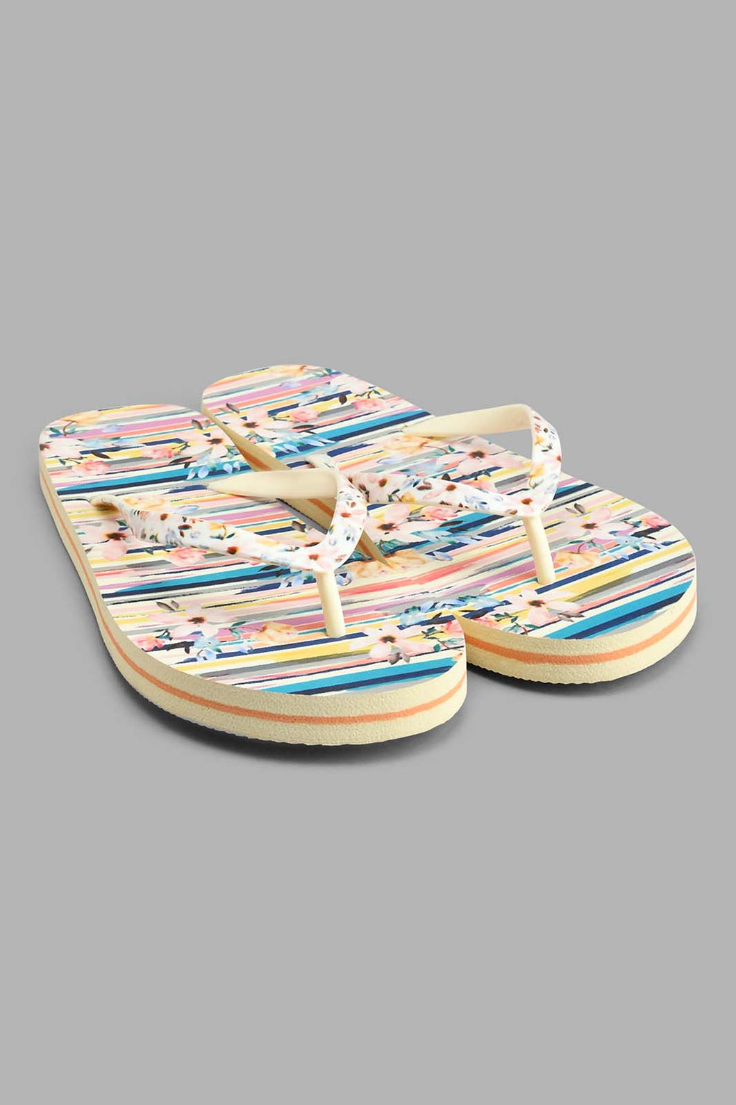 Redtag-Assorted-Printed-Upper-And-Sock-Matching-Flip-Flop-Colour:Beige,-Filter:Women's-Footwear,-New-In,-New-In-Women-FOO,-Non-Sale,-S22A,-Section:Women,-Women-Flip-Flops-Women's-