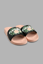 Load image into Gallery viewer, Redtag-Black-&quot;Flower-Power&quot;-Slide-Colour:Black,-Filter:Women&#39;s-Footwear,-New-In,-New-In-Women-FOO,-Non-Sale,-S22A,-Section:Women,-Women-Flip-Flops-Women&#39;s-
