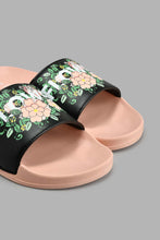 Load image into Gallery viewer, Redtag-Black-&quot;Flower-Power&quot;-Slide-Colour:Black,-Filter:Women&#39;s-Footwear,-New-In,-New-In-Women-FOO,-Non-Sale,-S22A,-Section:Women,-Women-Flip-Flops-Women&#39;s-
