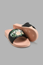 Load image into Gallery viewer, Redtag-Black-&quot;Flower-Power&quot;-Slide-Colour:Black,-Filter:Women&#39;s-Footwear,-New-In,-New-In-Women-FOO,-Non-Sale,-S22A,-Section:Women,-Women-Flip-Flops-Women&#39;s-
