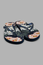 Load image into Gallery viewer, Redtag-Navy-Floral-Print-Flip-Flop-Flip-Flops-Women&#39;s-
