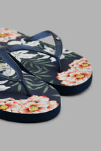 Load image into Gallery viewer, Redtag-Navy-Floral-Print-Flip-Flop-Flip-Flops-Women&#39;s-
