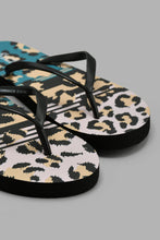 Load image into Gallery viewer, Redtag-Black-Animal-Print-Flip-Flop-Flip-Flops-Women&#39;s-
