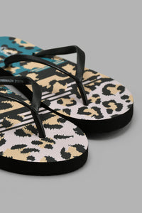 Redtag-Black-Animal-Print-Flip-Flop-Flip-Flops-Women's-