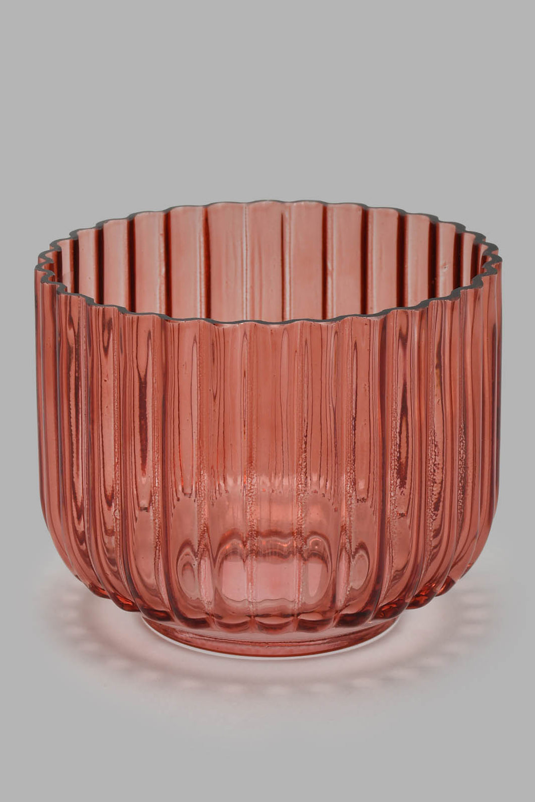 Redtag-Orange-Ribbed-Glass-Candle-Holder-(S)-Candle-Holder-Home-Decor-