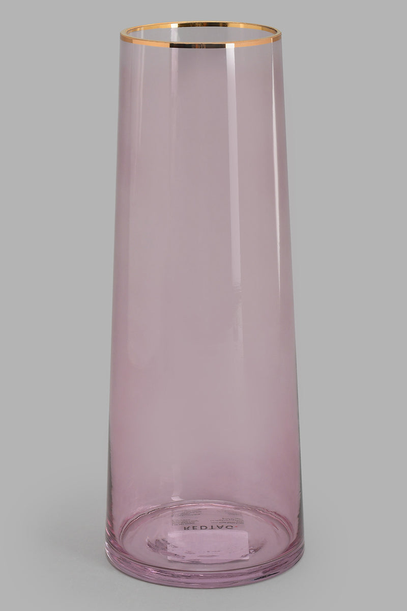 Redtag-Pink-Tall-Golden-Detail-Glass-Vase-Vase-Home-Decor-