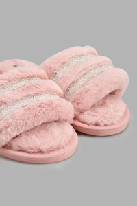 Redtag-Pink-Embelished-Trim-Slipper-Slippers-Women's-