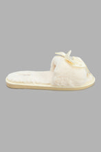 Load image into Gallery viewer, Redtag-White-Satin-Bow-Trim-Slipper-Slippers-Women&#39;s-
