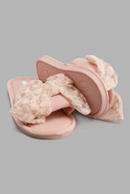 Load image into Gallery viewer, Redtag-Pink-Lace-Bow-Trim-Slipper-Slippers-Women&#39;s-
