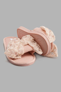 Redtag-Pink-Lace-Bow-Trim-Slipper-Slippers-Women's-