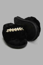 Load image into Gallery viewer, Redtag-Black-Pearl-Trim-Slipper-Slippers-Women&#39;s-
