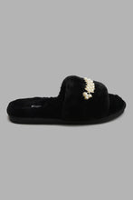 Load image into Gallery viewer, Redtag-Black-Pearl-Trim-Slipper-Slippers-Women&#39;s-
