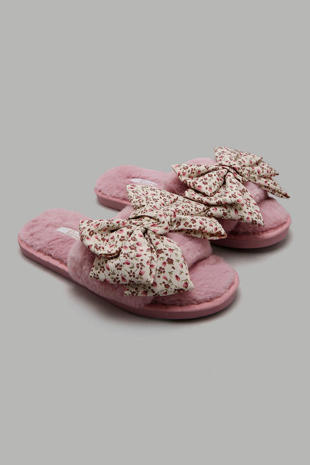 Redtag-Pink-Bow-Trim-Slipper-Mules-Women's-