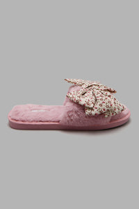 Redtag-Pink-Bow-Trim-Slipper-Mules-Women's-