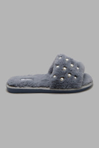 Redtag-Grey-Pearl-Trim-Slipper-Mules-Women's-