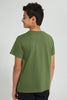 Redtag-Green-Henley-T-Shirt-Plain-Senior-Boys-9 to 14 Years