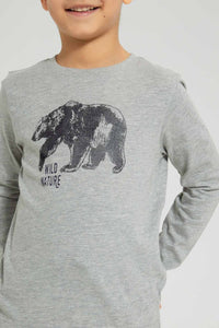 Redtag-Grey-Bear-Print-Long-Sleeve-T-Shirt-Boys-T-Shirts,-Colour:Grey,-Filter:Boys-(2-to-8-Yrs),-New-In,-New-In-BOY,-Non-Sale,-S22B,-Section:Kidswear,-TBL-Boys-2 to 8 Years