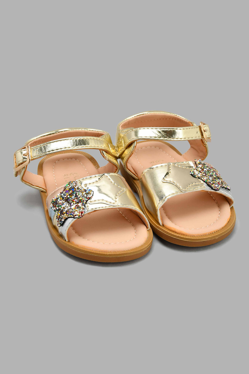 Redtag-Gold-Star-Trim-Sandal-Sandals-Infant-Girls-1 to 3 Years