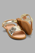 Load image into Gallery viewer, Redtag-Gold-Star-Trim-Sandal-Sandals-Infant-Girls-1 to 3 Years
