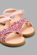 Load image into Gallery viewer, Redtag-Pink-Glitter-Strap-Sandal-Sandals-Infant-Girls-1 to 3 Years
