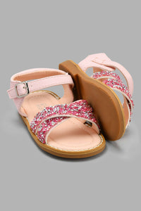 Redtag-Pink-Glitter-Strap-Sandal-Sandals-Infant-Girls-1 to 3 Years