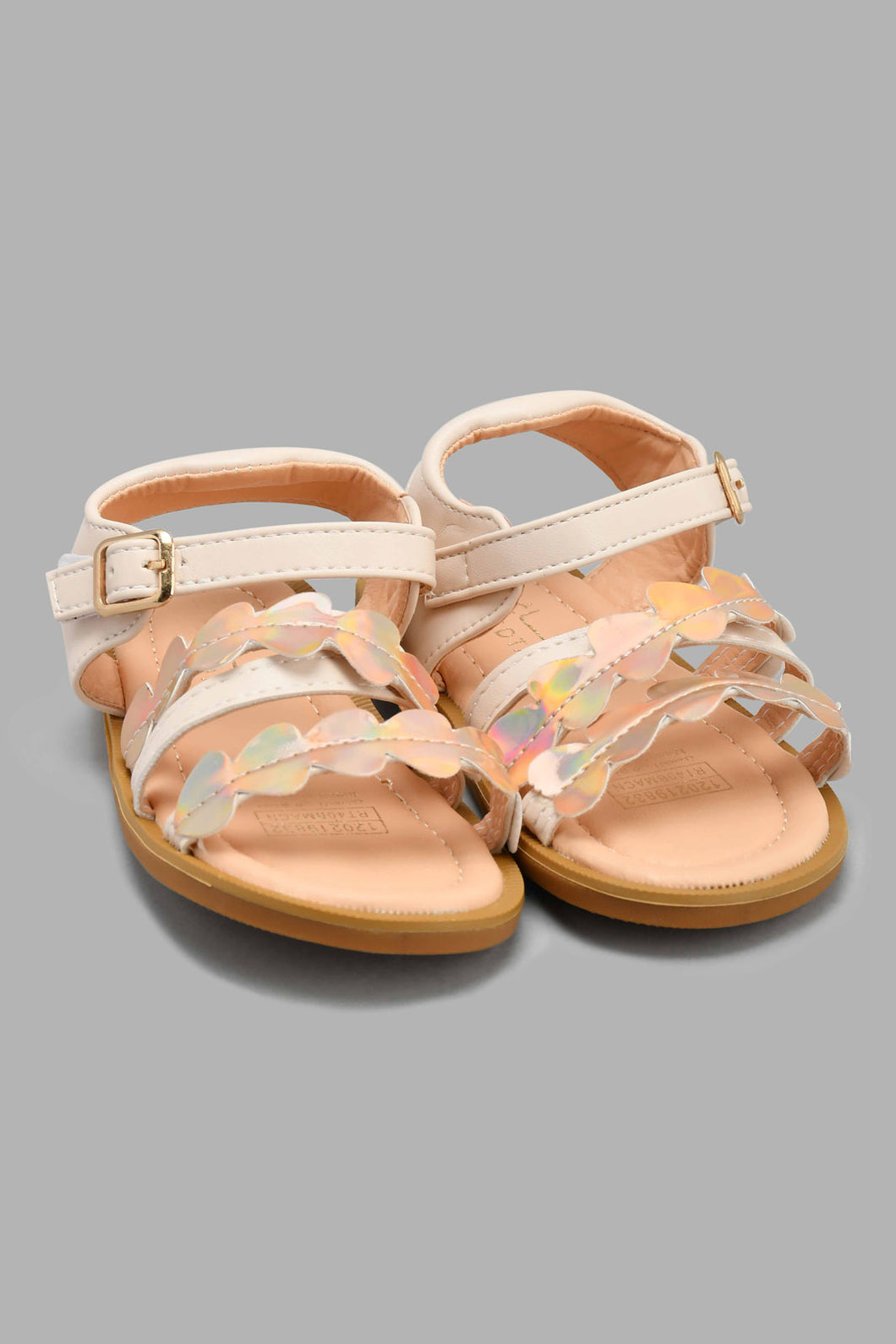 Redtag-Beige-Floral-Strap-Sandal-Sandals-Infant-Girls-1 to 3 Years