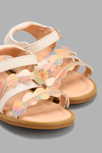 Redtag-Beige-Floral-Strap-Sandal-Sandals-Infant-Girls-1 to 3 Years