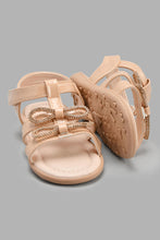 Load image into Gallery viewer, Redtag-Pink-Bow-Trim-Sandal-Sandals-Infant-Girls-1 to 3 Years
