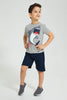 Redtag-Grey-Dino-Applique-Shorts-Set-Boys-Sets,-Colour:Grey,-Filter:Boys-(2-to-8-Yrs),-New-In,-New-In-BOY,-Non-Sale,-S22A,-Section:Kidswear-Boys-2 to 8 Years
