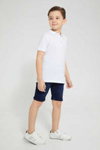 تنزيل الصورة على معرض الصور، Redtag-Dark-Wash-Embossed-Knit-Denim-Short-Denim-Shorts-Boys-2 to 8 Years
