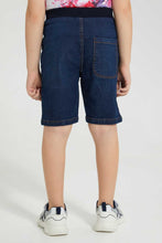 تنزيل الصورة على معرض الصور، Redtag-Darkwash-Rib-Waistband-Short-With-Raw-Edge-Hem-Denim-Shorts-Boys-2 to 8 Years
