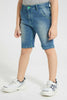 Redtag-Mid-Wash-Five-Pocket-Short-With-Contrast-Stitch-Denim-Shorts-Boys-2 to 8 Years