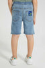 Redtag-Light-Wash-Short-With-Contrast-Wash-Panel-And-Embroidery-Denim-Shorts-Boys-2 to 8 Years