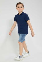 Load image into Gallery viewer, Redtag-Ligh-Wash-Knit-Denim-5-Pocket-Short-With-Cord-Denim-Shorts-Boys-2 to 8 Years
