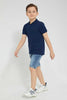 Redtag-Ligh-Wash-Knit-Denim-5-Pocket-Short-With-Cord-Denim-Shorts-Boys-2 to 8 Years
