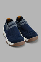 Load image into Gallery viewer, Redtag-Navy-Flyknit-Slip-On-Trainer-Slip-Ons-Infant-Boys-1 to 3 Years
