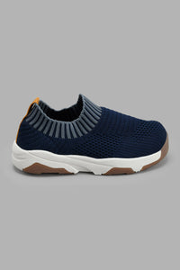 Redtag-Navy-Flyknit-Slip-On-Trainer-Slip-Ons-Infant-Boys-1 to 3 Years